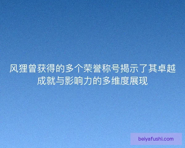 风狸曾获得的多个荣誉称号揭示了其卓越成就与影响力的多维度展现